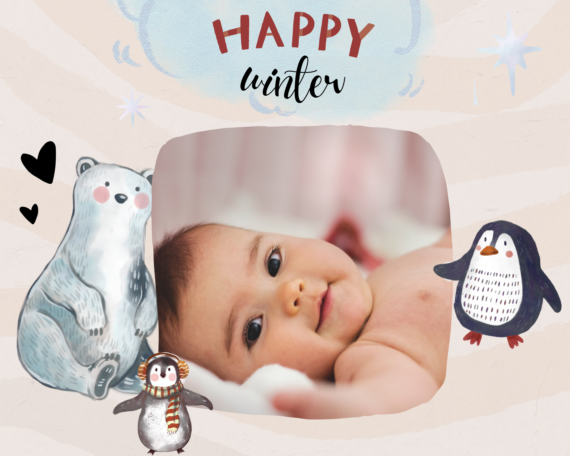 Pastel Happy Birthday Baby Photo Collage